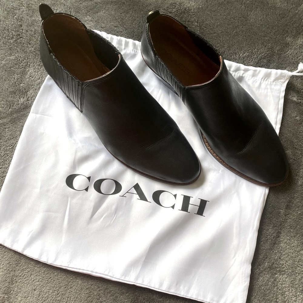 Coach black leather booties size 8